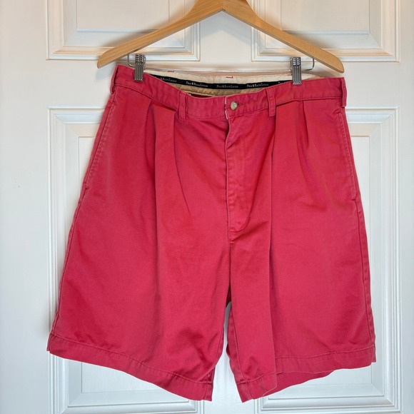 Polo Ralph Lauren Other - Polo Ralph Lauren Tyler Short Mens 36 Red Pleated Chino Shorts 100% Cotton Bold
